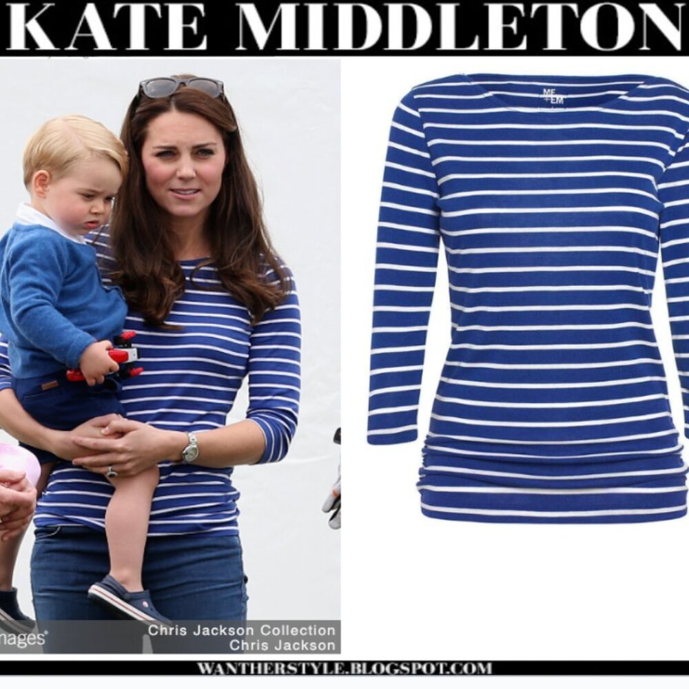 ME+EM Cobalt Breton Stripe Top Size XS